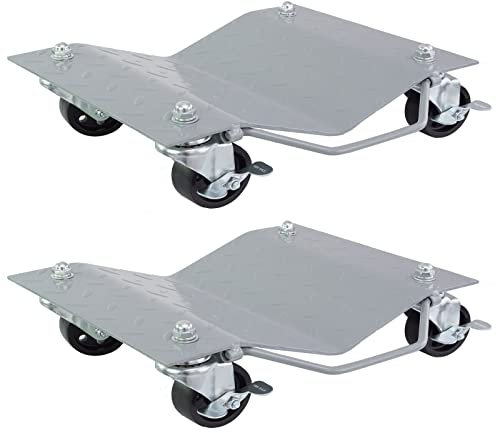 TRUTZHOLM Rangierhilfe für PKW 2 Stück jeweils 680 kg Rangierroller insgesamt 1360 kg belastbar V Form Schwenkgriff 360° drehbar Auto PKW SUV Reifenwagen Reifenhalter