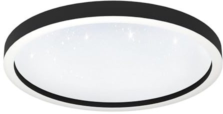 EGLO connect.z Smart Home LED Deckenleuchte Montemorelos-Z, Kristall-Effekt | ZigBee, App und Sprachsteuerung Alexa, warmweiß-kaltweiß, RGB, dimmbare Deckenlampe in Schwarz, Ø 57 cm