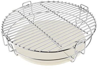 Demi-grille de cuisson, grille de base, déflecteurs de chaleur/pierre à pizza pour grand œuf vert, Kamado Joe, Pit Boss, kits de système de cuisson pour grand dôme de barbecue, et autres grills Kamado