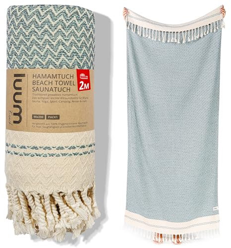 Luum® Strandtuch 90x200 Saunahandtuch Badetuch Handtuch Yogatuch Duschtuch Strandhandtuch Saunatuch Reisehandtuch Turkish Towels Saunakilt, Sporttuch, Damen Herren, 100% Baumwolle, Mint