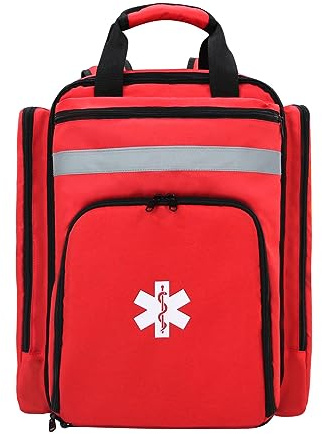 Lyirfan Professioneller Erste-Hilfe-Rucksack,Leere medizinische Erste-Hilfe-Tasche,Taktische medizinische Tasche mit reflektierender,großer Kapazität, Erste-Hilfe-Rucksack für Camping,Wandern(Rot)