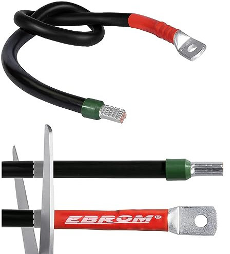 EBROM NSGAFÖU - Cavo speciale per batteria, 16 mm², con tubo termoretraibile rosso per marcatura Plus (+), già confezionato con occhielli/capicorda M8/M10/M12 e terminale 16 mm2