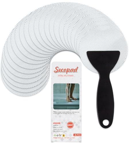 Secopad 36PCS Non-Slip Bathtub Stickers, Safety Bathroom Tubs Showers Treads Adhesive Decals Scraper