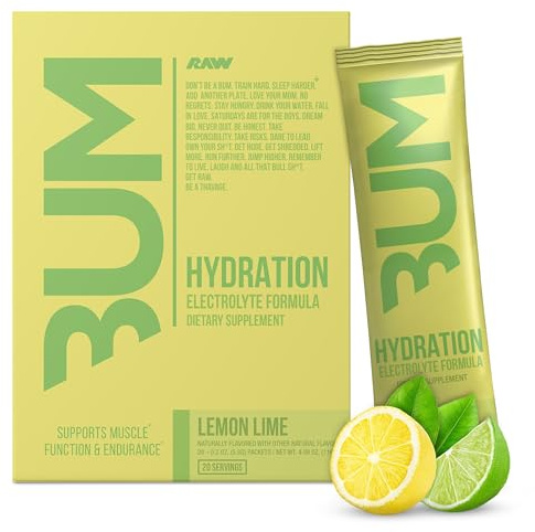Bum Hydrate – elektrolyttillskott vätskeblandning (20 individuella förpackningar) (citronlime)