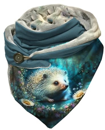 Hiseng Damen Schals Groß Dreieck Winter Dreieckstuch Warmer Lieblingsschal Scarf Knopf Chic Schal Poncho Tierdruck Schals Soft Wrap Lange Stola