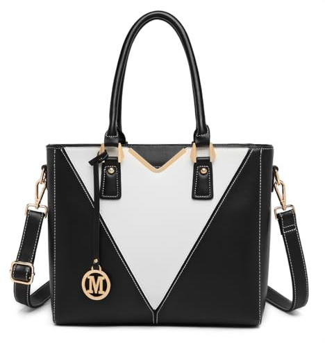 Miss Lulu Handtaschen für Damen Mittelgroß, V-förmiges Design Viele Fächer Umhängetasche Groß, Elegant Schultertaschen, Tote Tasche für Pendeln Schule Arbeit Reise