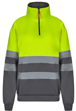 VELILLA 305701 tvåfärgad högsynströja med dragkedja, grå och fluorgul, storlek 4XL, Grå/Fluorgul, 4XL
