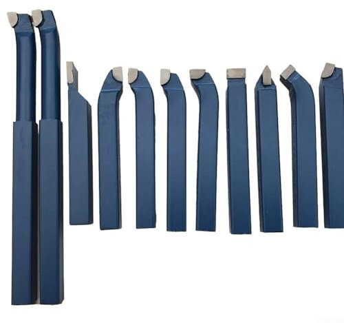 Juego de herramientas de torneado externo, 11 piezas de carburo, herramientas de fresado, kit de corte de brocas, herramientas de torno de metal para tornos ordinarios, tornos semiautomáticos (10 x 10