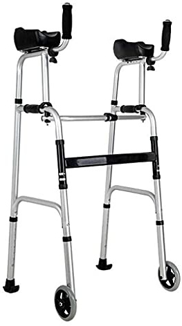 Rollstuhl-Gehhilfe, Gehgestelle, Leichtgewichtige Gehhilfe aus Aluminium, Zusammenklappbar, Höhenverstellbar, Mit 2 Rädern, Für Senioren, Rollatoren, Rutschfester Gehstock, Mit Krankenhaus-Liebli