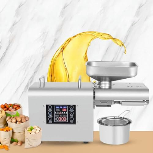AFLEPCBRQ 750W Kitchen Oil Press Machine, Cold/Hot Press Automatic Oil Extractor with LCD Digital Display Touch Screen 5-7.5 Kg/H Commercial Nuts Seeds Oil Presser Pressing Machine, (220v)