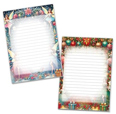 2 bunte Schreibblöcke liniert im Set Motivpapier Weihnachten Christmas Silvester Winter Wichtelgeschenk für Kinder Jungen Mädchen (2 Blöcke A5 mit je 25 Blättern)
