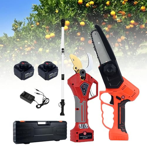 Hydravex Potatore Elettrico Portatile 25V a Batteria Potatore Elettrico 110 mm con Asta di Estensione per Raggiungere Sega a Catena elettrica da 6 Pollici Taglierina per Rami di potatura Bonsai