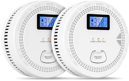 2 Packs, 2 in 1 CO & Smoke Detectors,Carbon Monoxide Detectors,Smoke Detector Battery Powered,（Include 3 * 1.5V AA Battery）,85 db Smoke Alarm,Fire Alarm,Easy Install,Portable