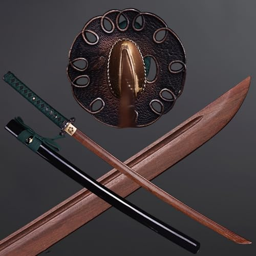 HJHUUA 103cm natürliches Wenge-Holz-Katana,handgefertigtes Bokken,hölzerne Samurai-Schwerter,Holz-Trainingsschwert für Dekoration,Cosplay,Kendo,Geschenke,Festivals