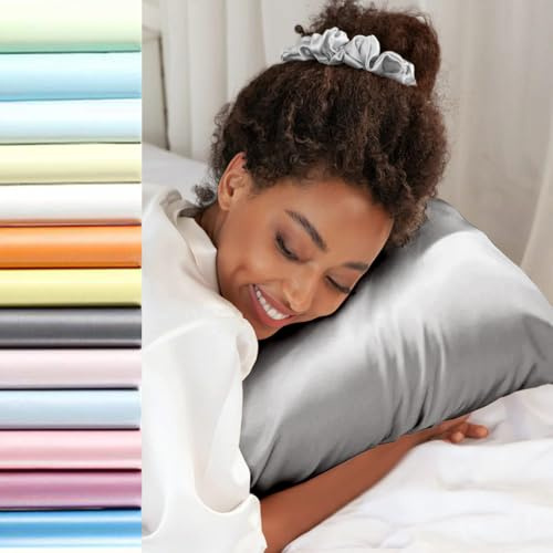 SeidenKissenbezug 40x70,Jaciu Kissenbezüge aus Seide,für Haar und Haut Beide Seiten Echte Seide Kissenbezüge Versteckter Reißverschluss 21 Momme Silk Pillowcase, 1 Stück, Grau 40x70cm