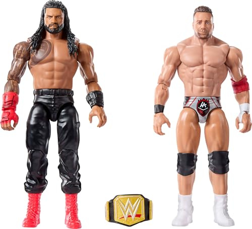 Mattel WWE Main Event Showdown, Serie #21 Roman Reigns vs LA Knight, Sammelfiguren, 2er Set, 15,2cm