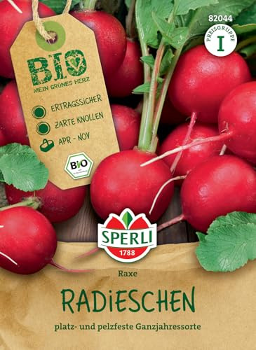 Sperli BIO Radieschensamen 82044 - Ganzjährige Gemüsesamen, Radieschen-Samen in Bio-Qualität für eine ertragreiche Ernte, platz- und pelzfeste Sorte | knackige Ernte, mild-würziger Geschmack, einfache Aussaat, für Beet und Balkon, robuste Sorte