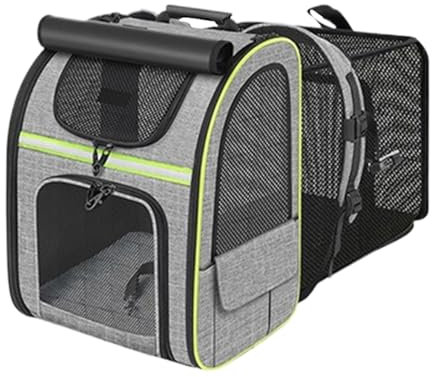 demaxiyad Erweiterbarer Katzenrucksack, Hundetransporter Rucksack, Faltbare Atmungsaktive Haustiertasche geeignet für Motorrad, Auto, Straßenreisen, Fahrrad Fahren und Outdoor-Aktivitäten
