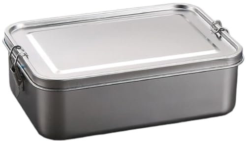 Fituenly Contenedores De Comida Portátiles De Metal De Acero Inoxidable De 2400, Caja Bento con Cierre para Ensalada, Sándwich, Lonchera para Adultos, Niños, Camping, Viajes, Escuela Y Trabajo.