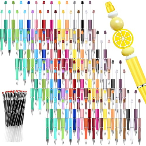 100er Set Perlen Kugelschreiber zum Basteln, Perlen Stifte Selber Machen