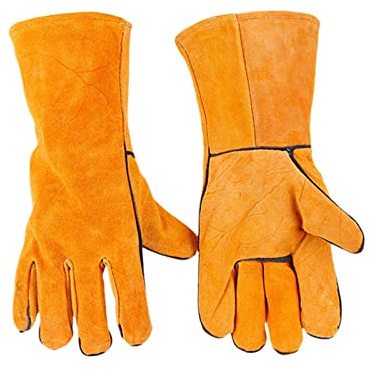 OutFyt Guanti in pelle camino rosso spara for cucina guanti saldature saldature guanti a lungo rivestito sono estremamente caldi,Protezione superiore(Yellow)