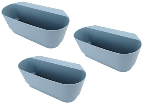 Asixxsix Caja de Plantador de Barandilla, Macetas de Flores Colgantes Rectangulares de 3 Paquetes para Jardín de Porche de Ventana de Balcón, con Agujeros de Drenaje y Gancho (Blue)