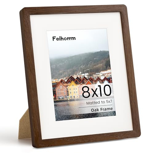 8x10 Picture Frame Natural Walnut Solid Wood Photo Frame with HD Tempered Glass,Handcrafted Wooden Rounded Corner 8x10 Collage Photo Frame Matted to 5x7 Frame, Wall or Tabletop Decor