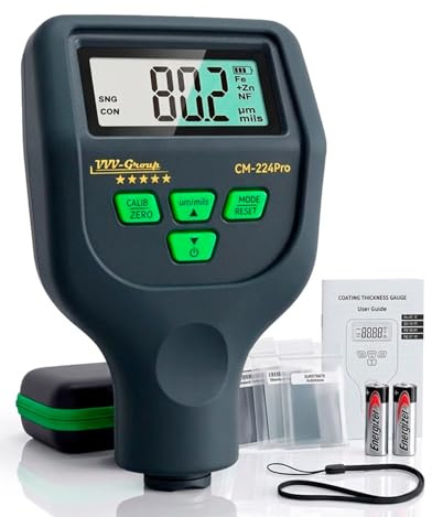 Paint Thickness Gauge CM-224Pro 2026 | Coating Thickness Meter Fe/Al/Zn | Auto Paint Depth Gauge Car Tester with High-Precision Probe, Multi-Unit Display & Auto Calibration