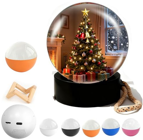 Genérico Bola de Cristal 3D con Pantalla Digital,2.76 Reproductor de Video de Esfera de Cristal Personalizada,Lámpara de Esfera de Memoria con WiFi y Sonido,Carga Videos y Fotos,Navideño Regalo