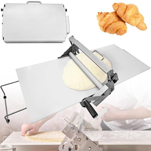 Elektrische Teigrolle Mit Einstellbarer Teigausrollmaschine, Edelstahl-Teigausrollmaschine Mit Einstellbarer Teigstärke, Für Verarbeitung Brot, Dünnes Fladenbrot