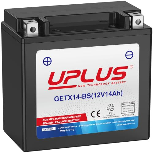 UPLUS YTX14-BS 12V 14Ah 260A GEL Motorradbatterie GETX14-BS