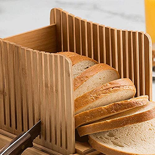 RASTKY Affettatrice per Pane Pieghevole di Alta qualità in bambù, Taglierina per Pane Fatto in Casa, per Uso Domestico Europeo, Grattugia in bambù Resistente per Fette Perfette per Panettiere,