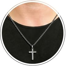 M MOOHAM Stainless Steel Cross Necklace for Men Boys Twisted Rope Chain Cross Pendant Necklace Cross Chain with 16-24 Inches Christian Confirmation Baptism Christian for Boys Gifts Jewelry