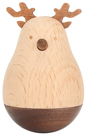 Yusat Deer Wobbler Balanserande Leksak Wobbling Toy Roly Poly Toy Söt Dekorativt Syntetiskt trä med Utsökt Hantverk för Hemkontorspresent