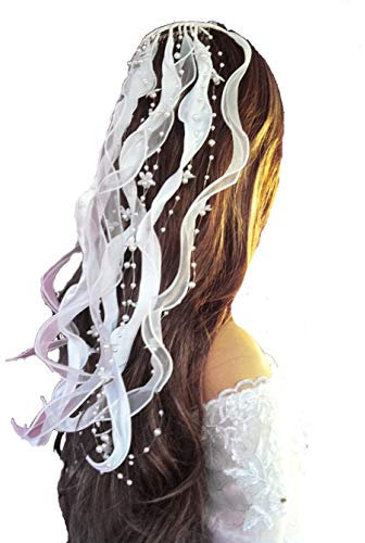 LadyMYP© Kopfschmuck/Haarschmuck/Haarbänder mit Blüten und Perlen Hochzeit Kommunion (Weiß)