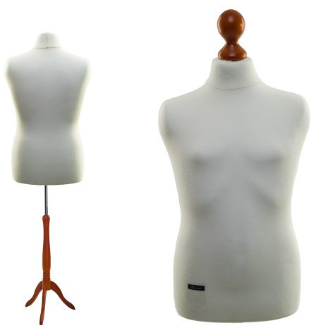 LUCCESI Schneiderpuppe Damen (Female ♀ S-XL) / Herren (L) | Männlich (Male ♂) | Größe L (Large/50-52) | Wechselbezug Creme-Weiss | Standfuss Calvados | Schaufensterpuppe