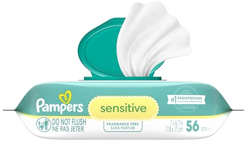 Pampers Sensitive Wipes Travel Pack 56 Count, (pack Of 8)