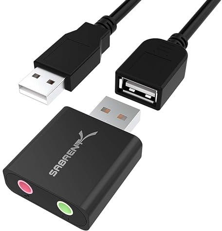 SABRENT Carte Son Externe, Adaptateur Audio USB vers 3,5mm Jack, Aluminium convertisseur de Carte Son USB avec Stéréo, Micro, pour PS4, PS5, PC Laptop, Compatible avec Windows, Mac (AU-EMCB)