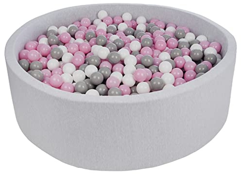 Velinda Bällebad Ballpool Kugelbad Bällchenbad Bällchenpool KinderPool 1200 Bälle/O125cm (Farbe der Bälle: weiß,rosa,grau)