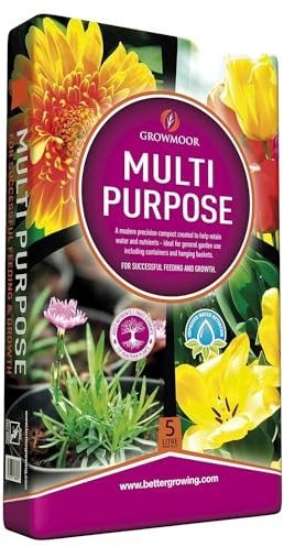 GROWMOOR 5 Litre Multi Purpose Compost Bag with Added Nutrients (1 Bag)