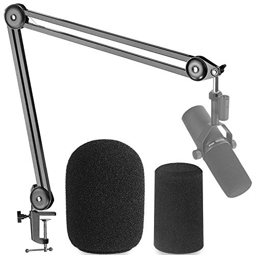 Boom Arm with Pop Filter - Suspension Boom Scissor Arm Stand for Microphone with 2 Types Windscreen by YOUSHARES