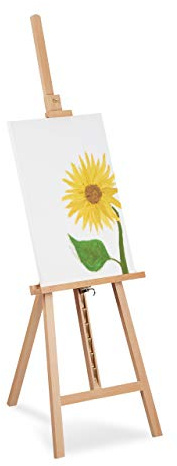 Relaxdays staffli, justerbart, stort, stående, för barn & vuxna, trä, max. höjd 128 cm, staffli för målare, naturlig
