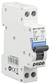POPP® Interruptor Automático Magnetotérmico industrial CURVA C DPN SERIE MSN81NC 6A 10A 16A 20A 25A 32A 40A (DPN, 20A)