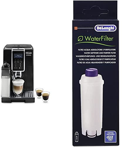 De'Longhi Dinamica, Machine expresso avec broyeur, technologie exclusive boissons lactées, ECAM350.55.B, 1.8L, Noir & DLSC002 Filtre à eau