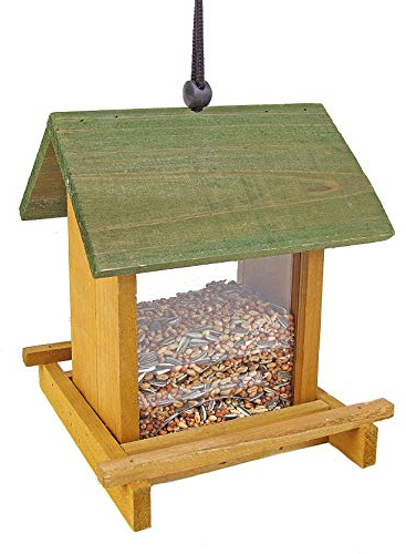 Holz Vogel Futterstelle zum Hängen - 21x17x17 cm - Futterhaus Futterstation Futterspender Vogelhäuschen