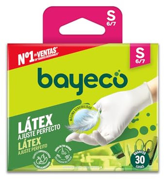 Bayeco - Guanti monouso in lattice - Colore bianco - Ambidestro - Adatti al contatto con gli alimenti - Massima sensibilità - Confezione da 30 pezzi - Taglia S