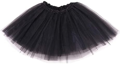 Black Tutu Skirts for Women Mardi Gras Outfit Tulle Skirt Girls 5 Layers Adult Halloween Swan Costume Dress Party Favor (Black)