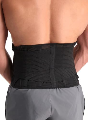 Dunimed Rückenbandage mit Federstahlstreben/Stützstreben - Rückenbandage - Rückenstützgürtel - Rückenstütze - Bequeme Atmungsaktiver Neoprenstoff - Rückengurt für Arbeit und Sports