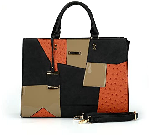PORRASSO Damen Handtasche Mode Henkeltaschen Frauen Groß Schultertasche PU Leder Shopper Umhängetasche für Büro Schule Arbeit Orange