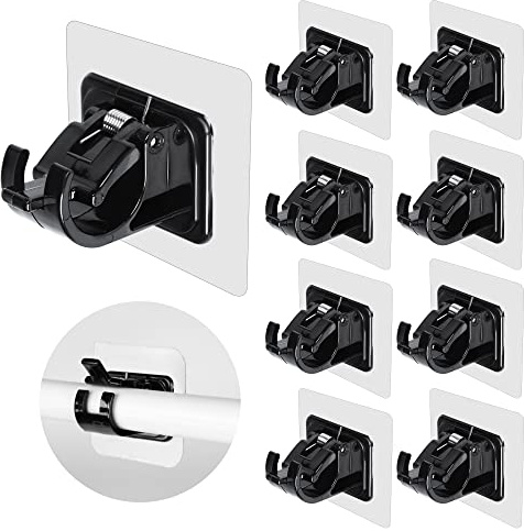 Lightarea Curtain Rod Brackets No Drilling, 8 PCS Self Adhesive Curtain Rod Holder Hooks, Hangers for Bathroom Kitchen Home Bathroom & Hotel Use